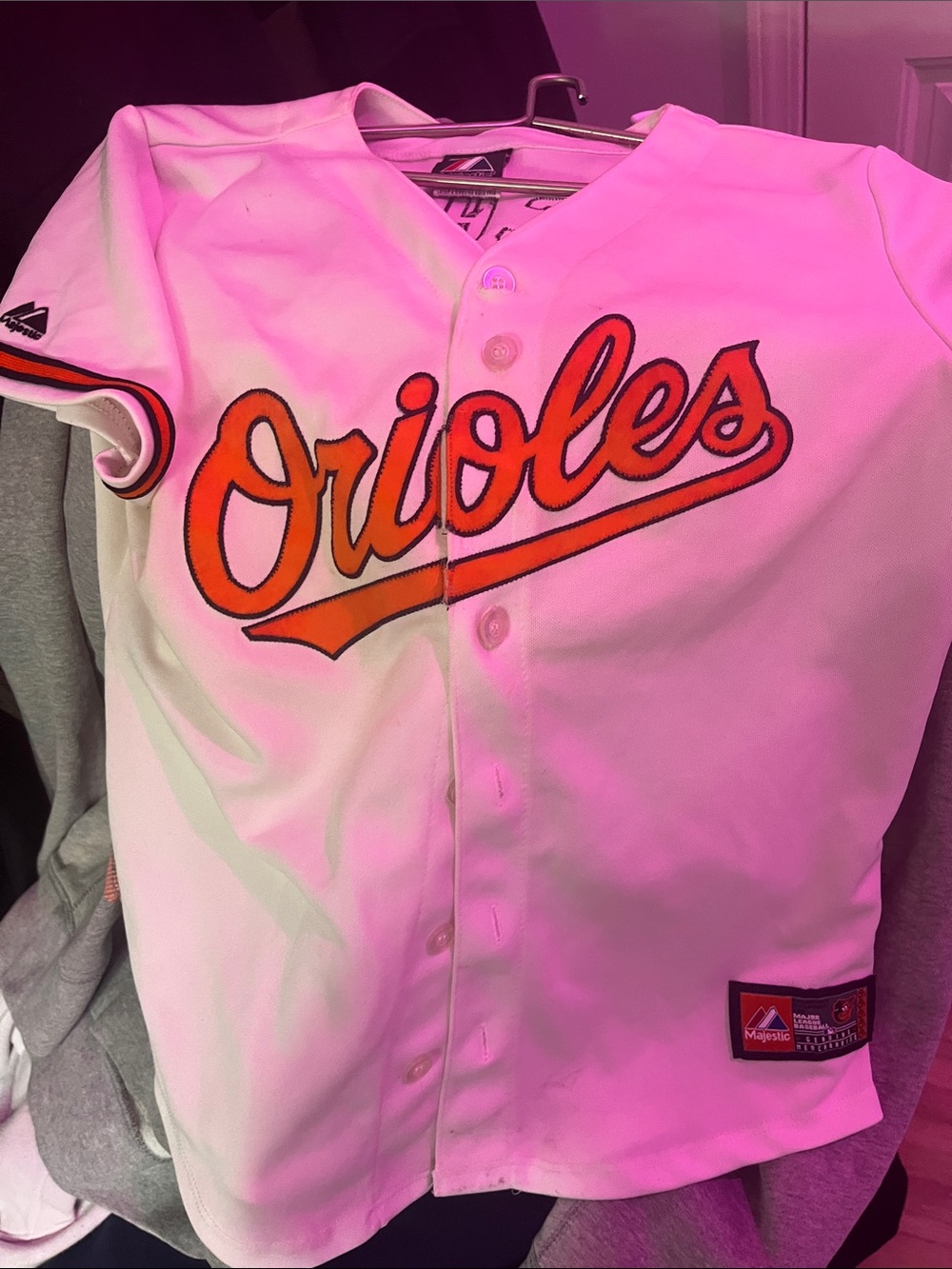 Majestic Kids Orioles White and Orange Baseball Jersey